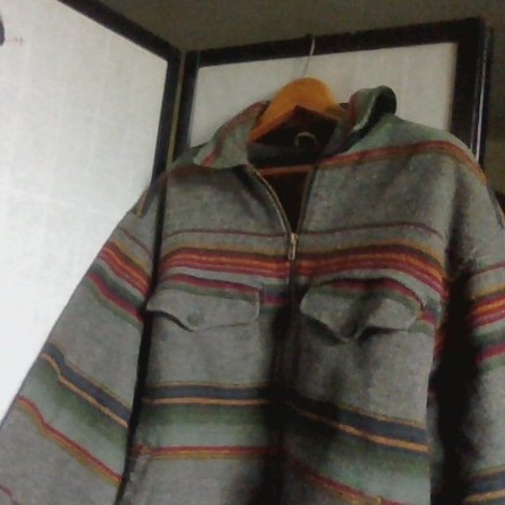 Woolrich Vintage Wool Jacket - with red, green and yellow Stripes.